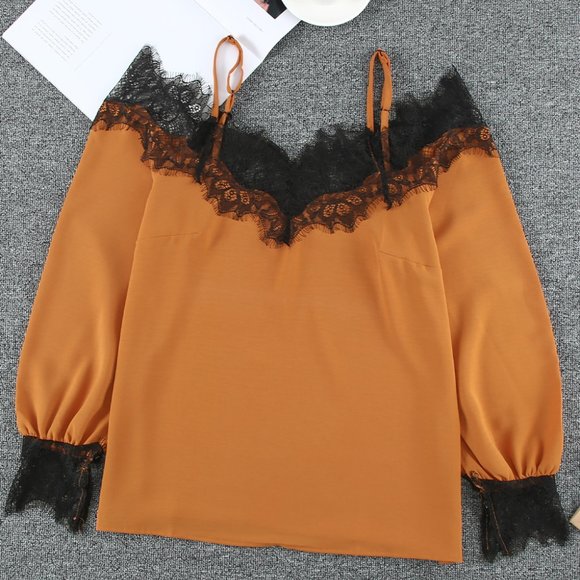 Lace Cold Shoulder Blouse - Picture 4 of 7